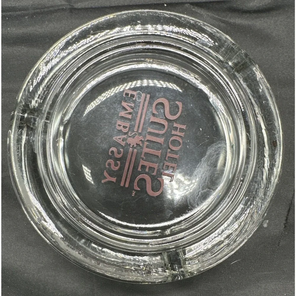 Vintage Embassy Suites Hotel Clear Glass Advertising Collectible Ashtray